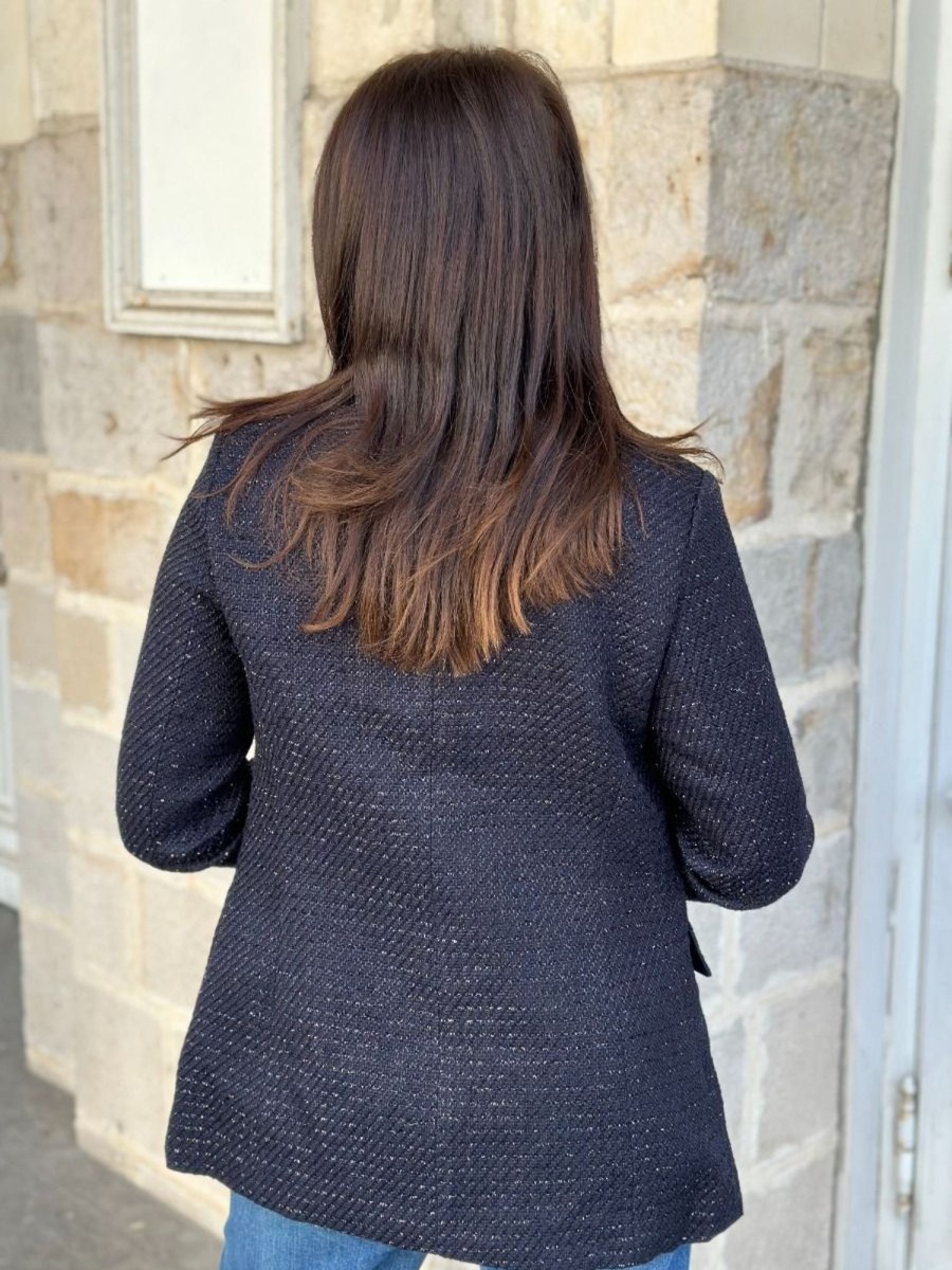 Veste Evelyn Marine Pailleté | Juste Elles Veste Evelyn Marine Paillete