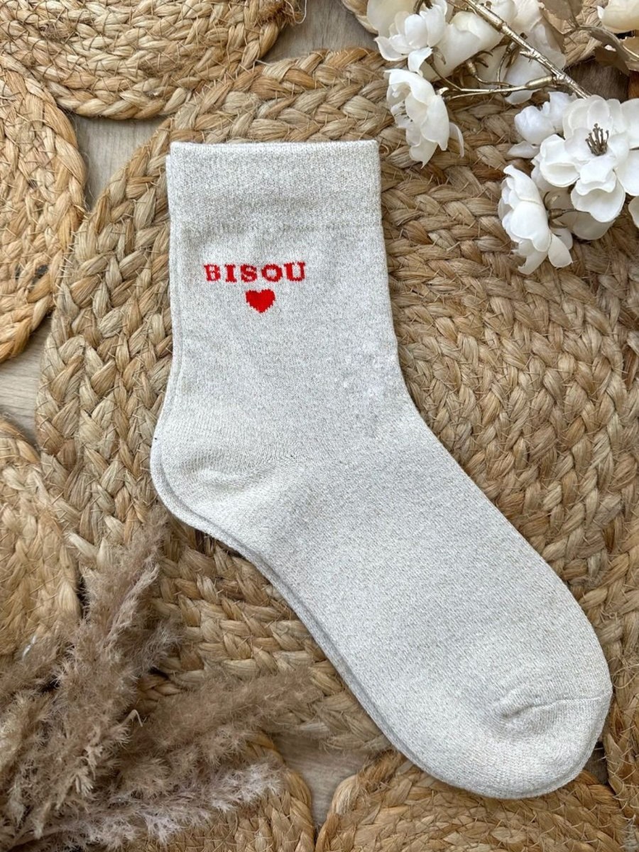 Chaussettes Bisou Beige | Juste Elles Chaussettes Bisou Beige