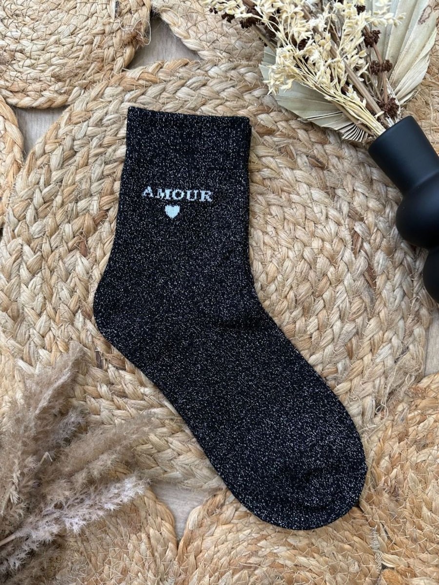 Chaussettes Amour Noir | Juste Elles Chaussettes Amour Noir