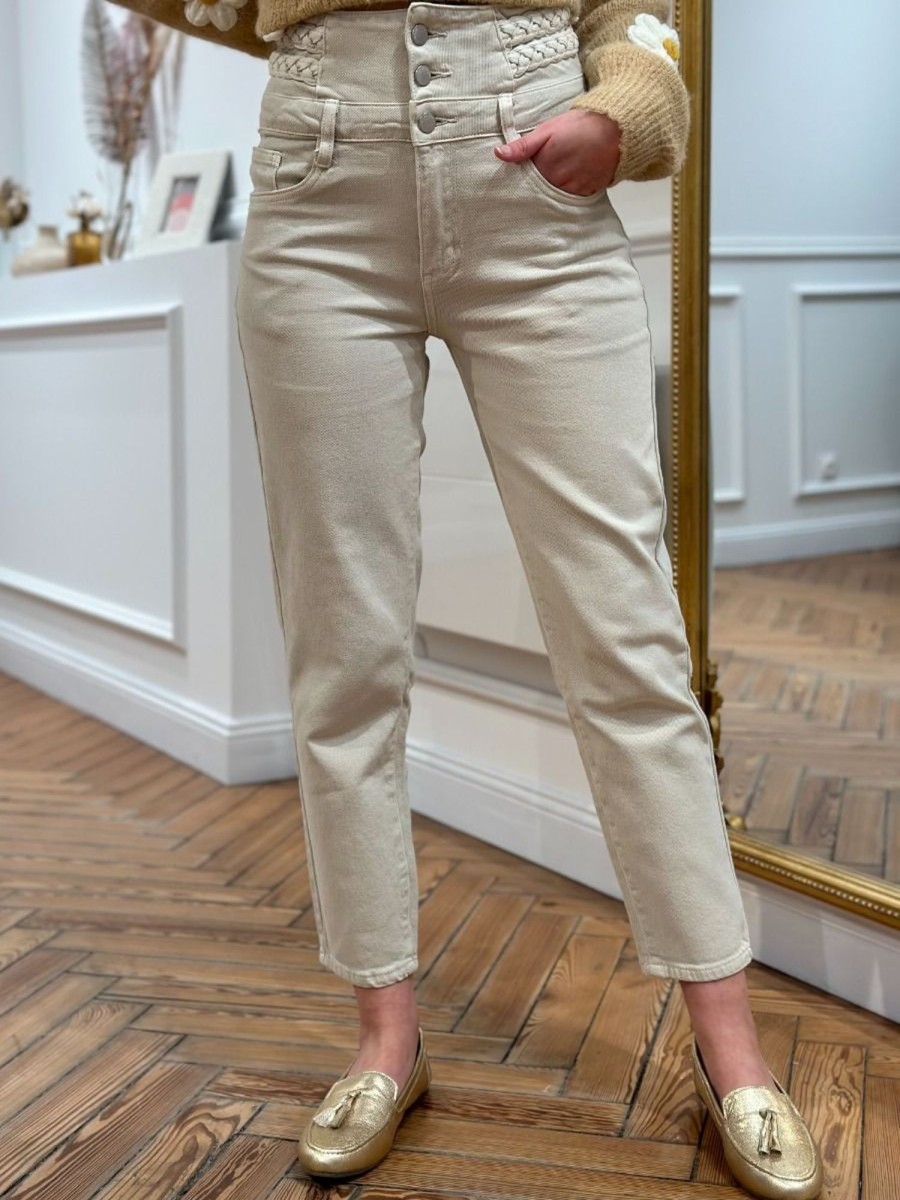 Jeans Fabiana Beige | Juste Elles Jeans Fabiana Beige