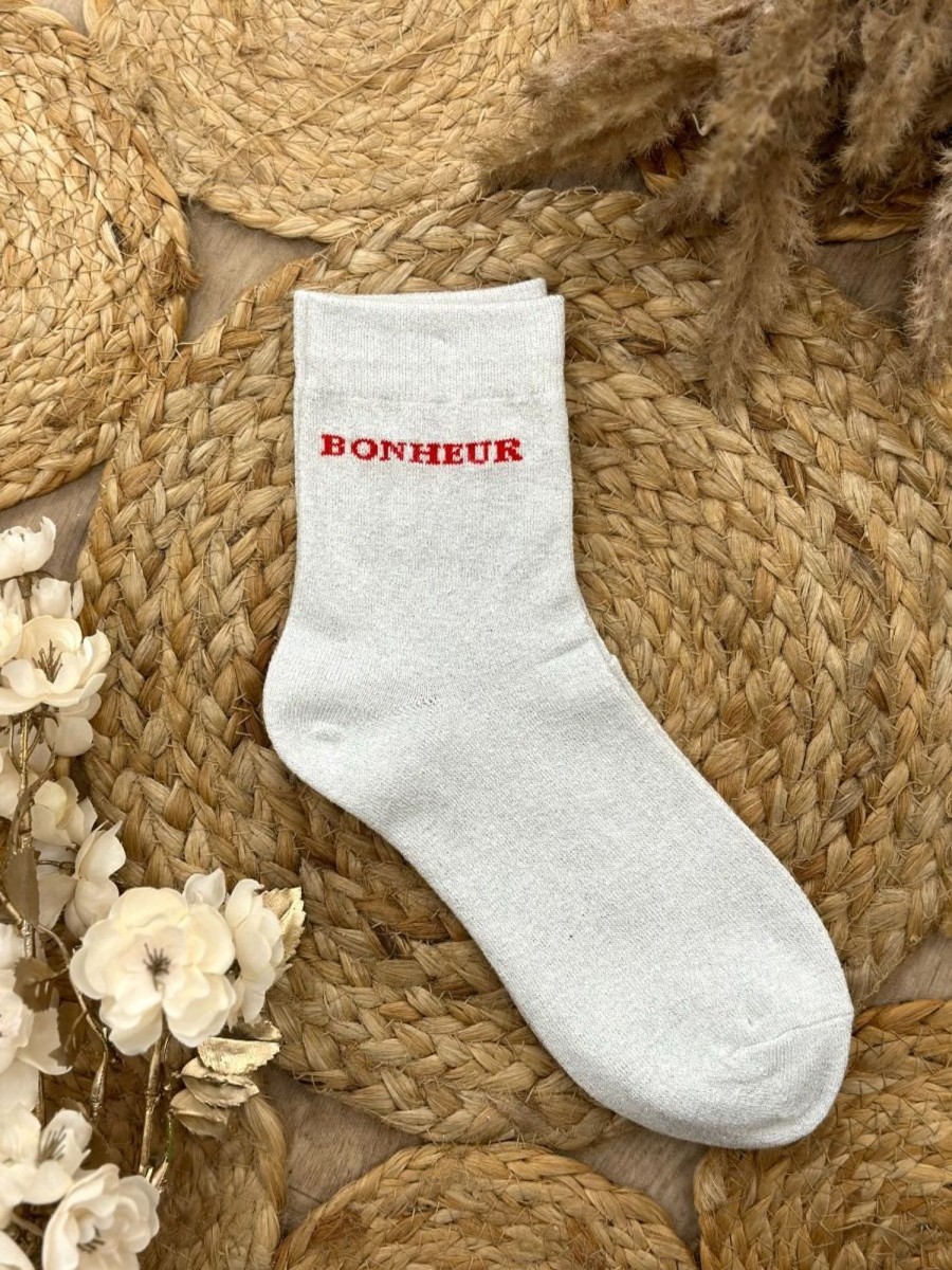 Chaussettes Bonheur Blanc | Juste Elles Chaussettes Bonheur Blanc