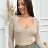 Pull Élodie Beige foncé | Juste Elles Pull Elodie Beige Fonce