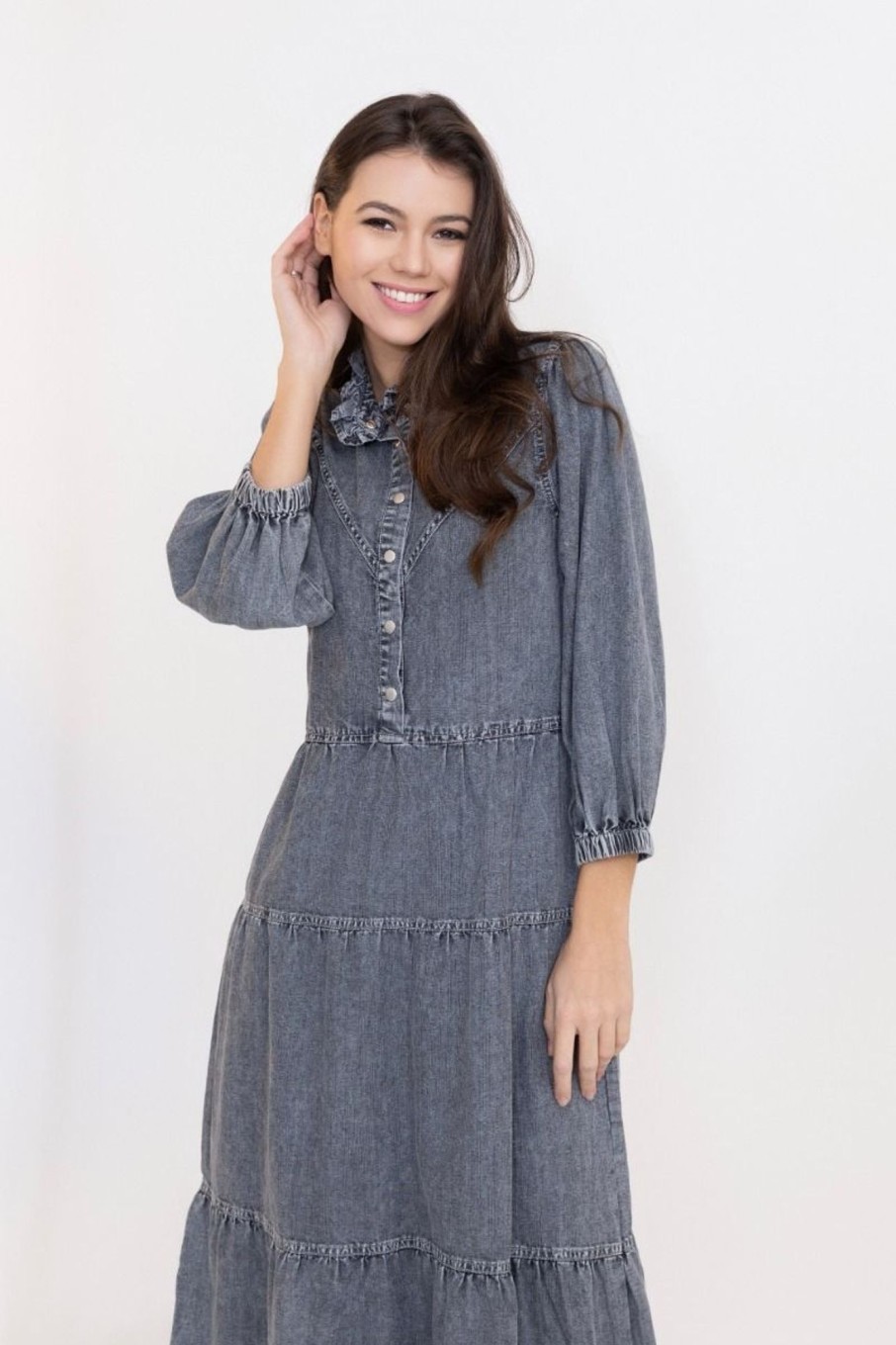 Robe longue Ninon Gris | Juste Elles Robe Longue Ninon Gris