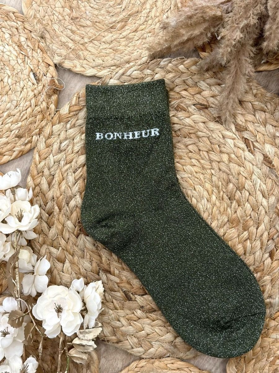 Chaussettes Bonheur Kaki | Juste Elles Chaussettes Bonheur Kaki