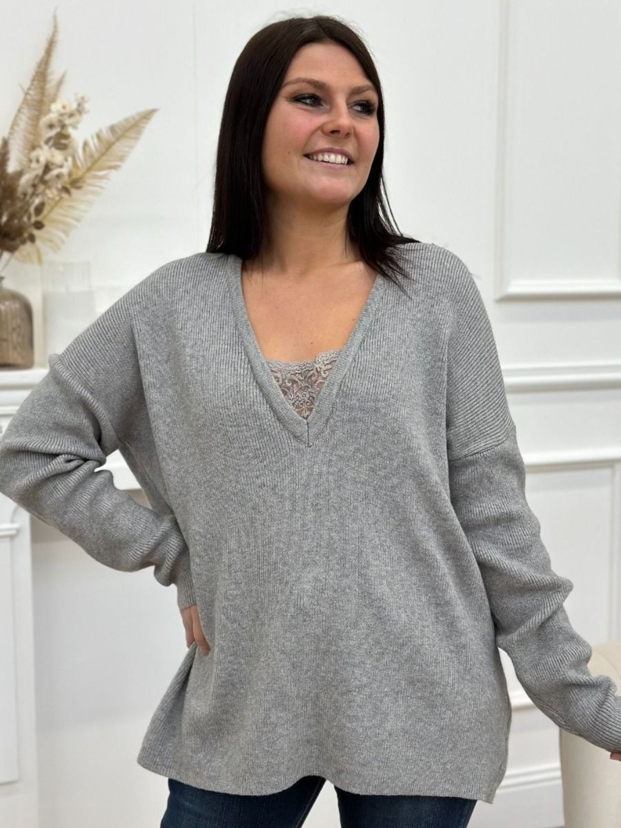 Pull Alma Gris | Juste Elles Pull Alma Gris