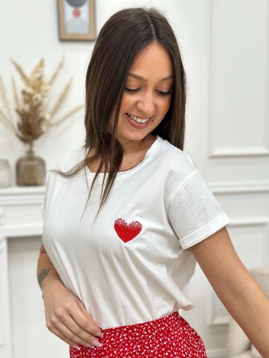 Tshirt Reina Blanc/Rouge | Juste Elles Tshirt Reina Blanc/Rouge