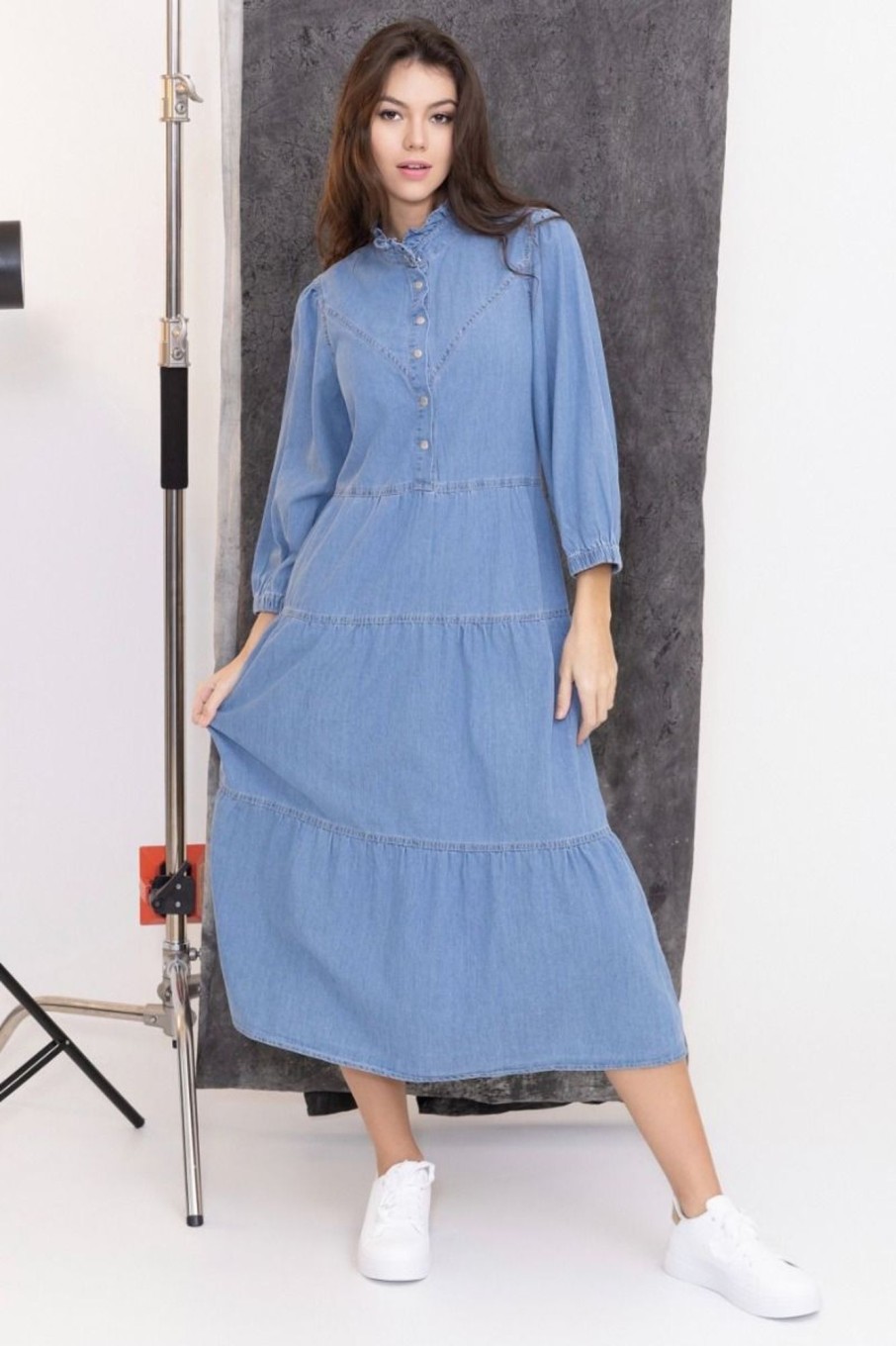 Robe longue Ninon Bleu | Juste Elles Robe Longue Ninon Bleu