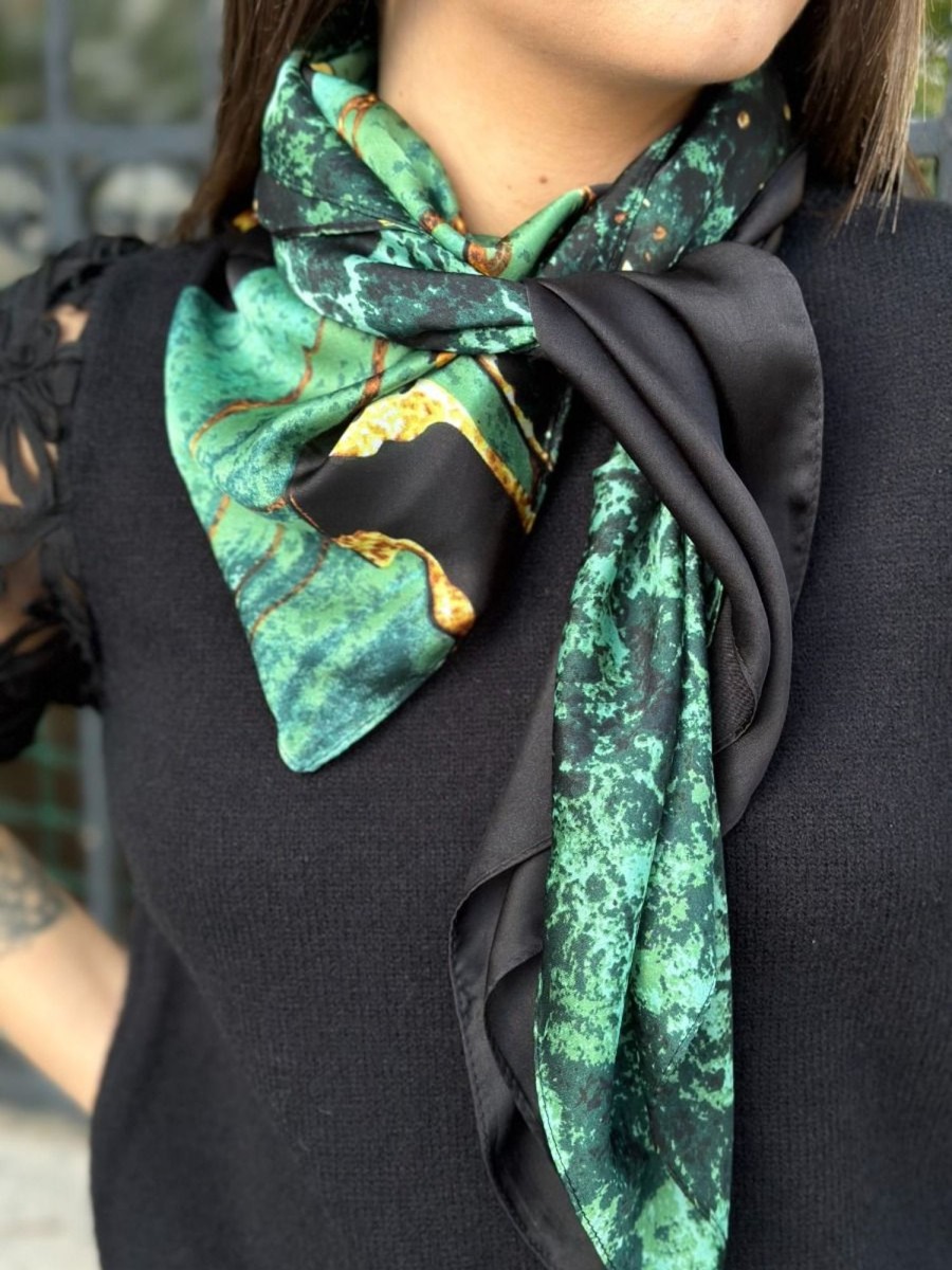 Foulard Paola Noir/Vert | Juste Elles Foulard Paola Noir/Vert