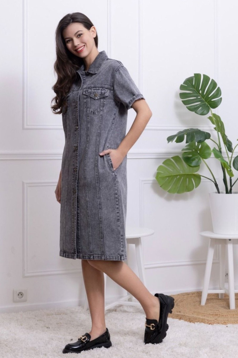 Robe courte Gaëlle Gris | Juste Elles Robe Courte Gaelle Gris