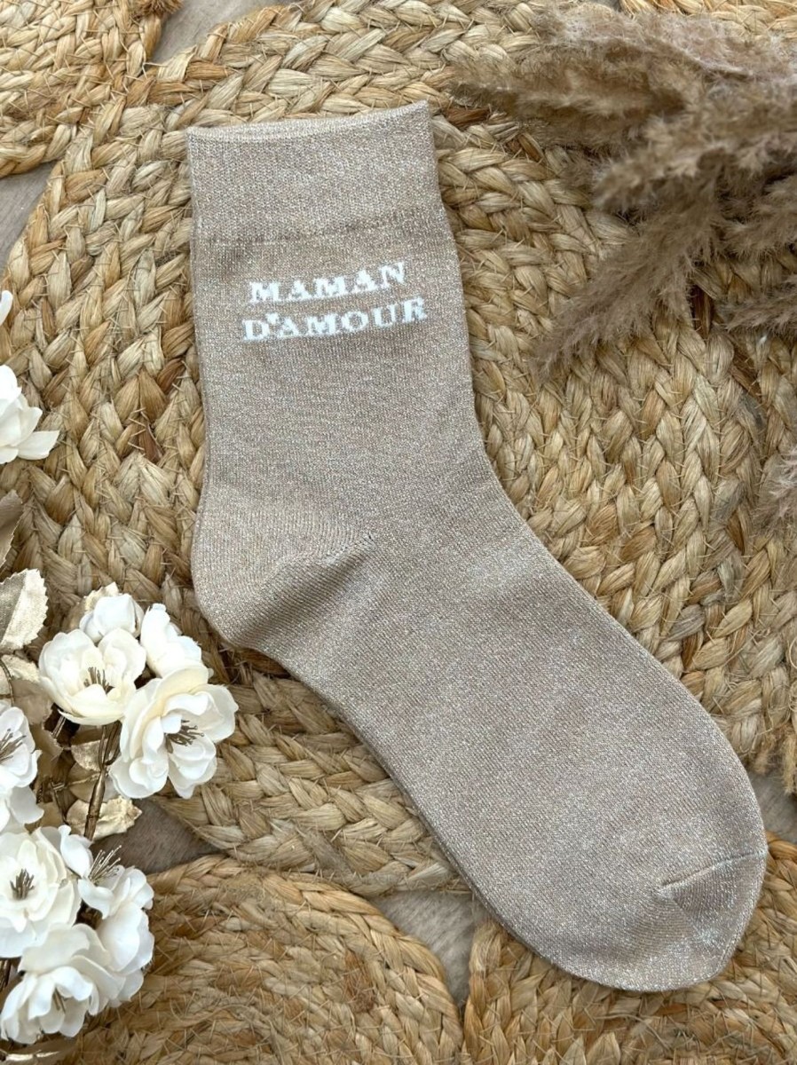 Chaussettes Maman d'Amour Beige | Juste Elles Chaussettes Maman D'Amour Beige