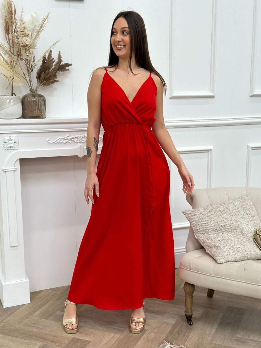 Robe longue Maéva Rouge | Juste Elles Robe Longue Maeva Rouge