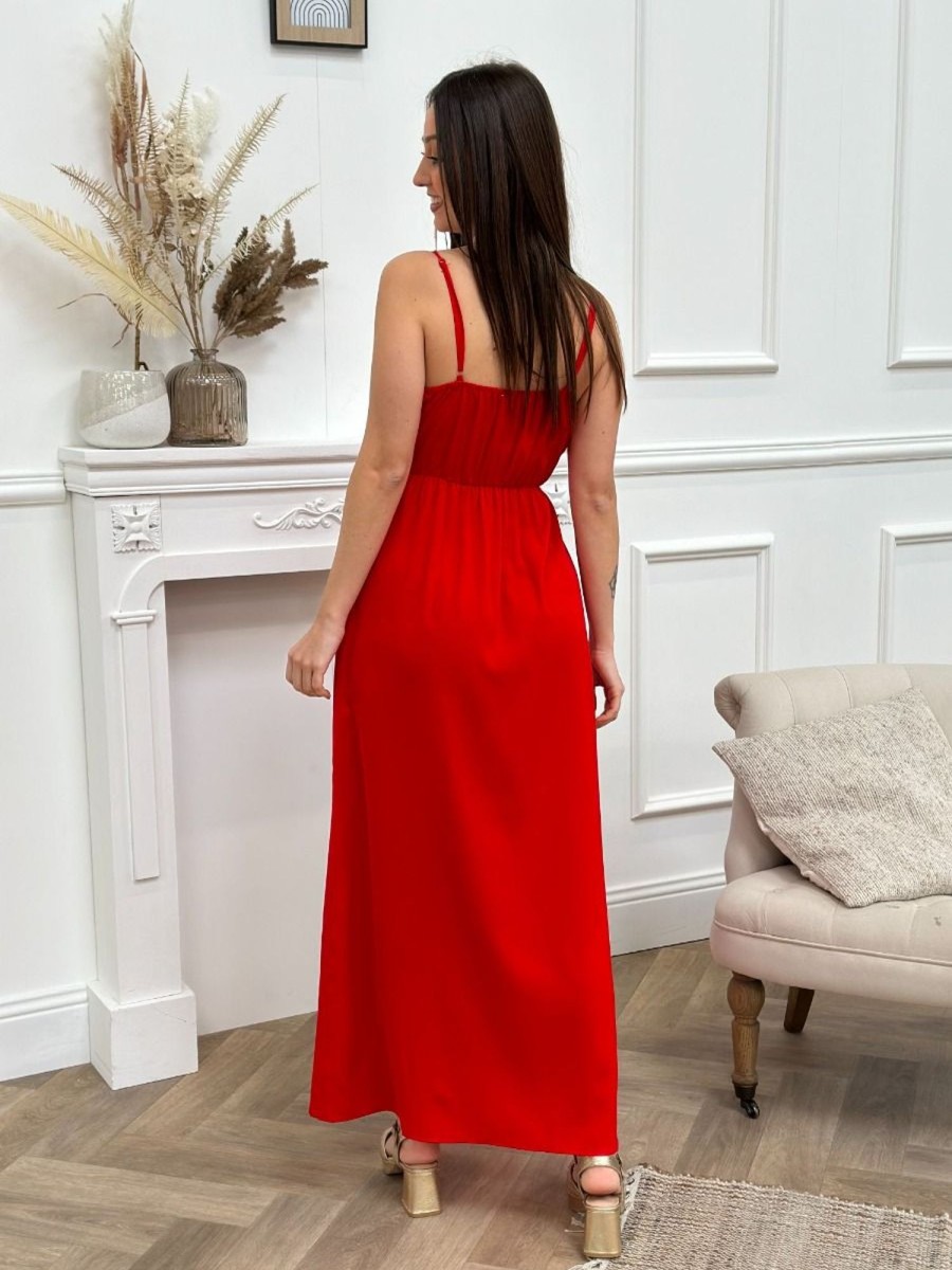 Robe longue Maéva Rouge | Juste Elles Robe Longue Maeva Rouge