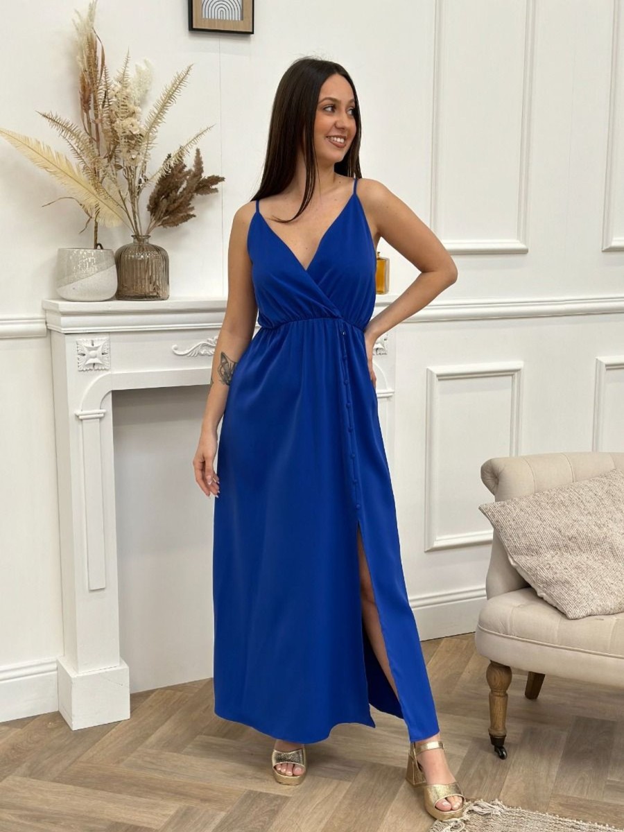 Robe longue Maéva Bleu roi | Juste Elles Robe Longue Maeva Bleu Roi