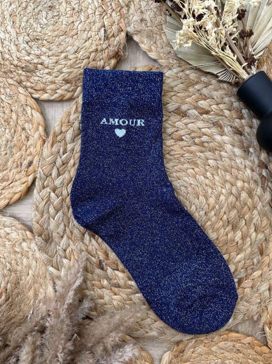 Chaussettes Amour Bleu Marine | Juste Elles Chaussettes Amour Bleu Marine